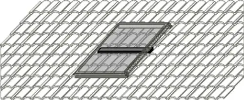 Dachkonstruktion mit Schneelaster für die Montage eines Kollektors. Aus Aluminium, geeignet für Falz-Ziegel, dargestellt in Hochformat. Produkt von Wolf.